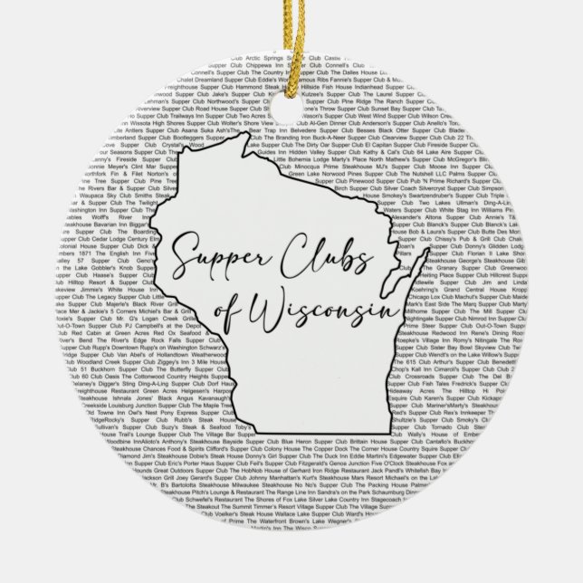 Wisconsin Supper Club Theme Ceramic Tree Decoration (Front)