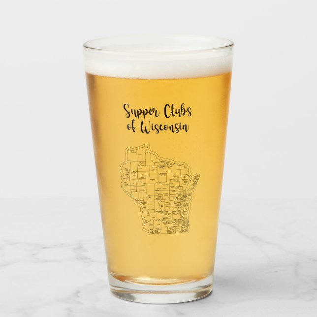 Wisconsin Supper Club Themed Beer Glass (Front Filled)