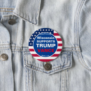 Wisconsin SUPPORTS TRUMP VANCE 7.5 Cm Round Badge