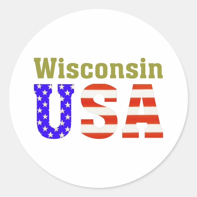 Wisconsin USA! Classic Round Sticker (Front)