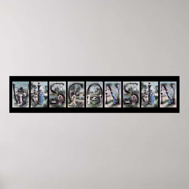 WISCONSIN Vintage Alphabet Letter Name Art Poster (Front)