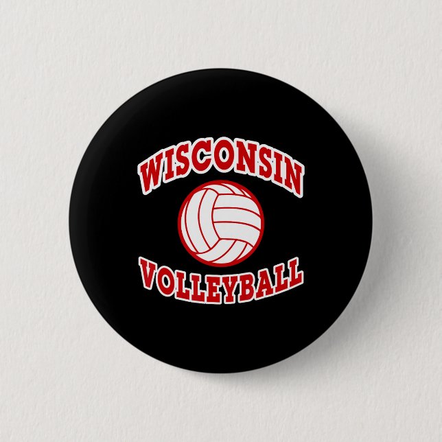 Wisconsin Volleyball Classic Style  6 Cm Round Badge (Front)