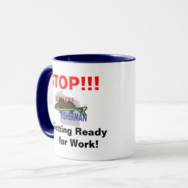 Wisconsin Walleye Fisherman Work Mug (Front Left)