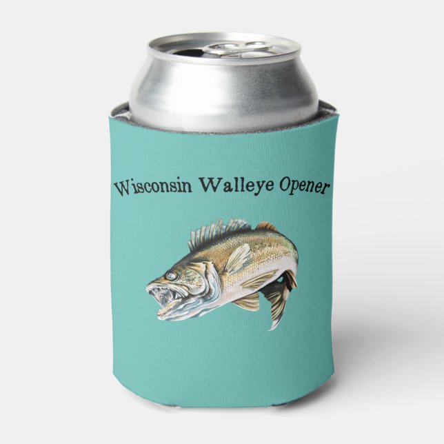 Wisconsin Walleye Fishing Opener Can Cooler (Can Front)