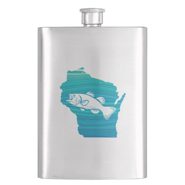 Wisconsin Wave Fishing Hip Flask (Front)