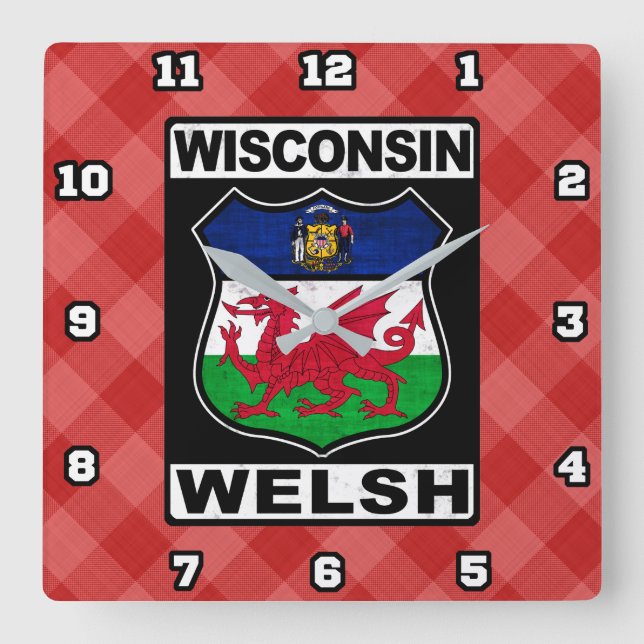 Wisconsin Welsh American Wall Clock (Front)
