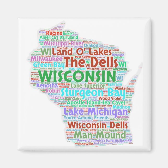 Wisconsin Word Cloud Magnet (Front)