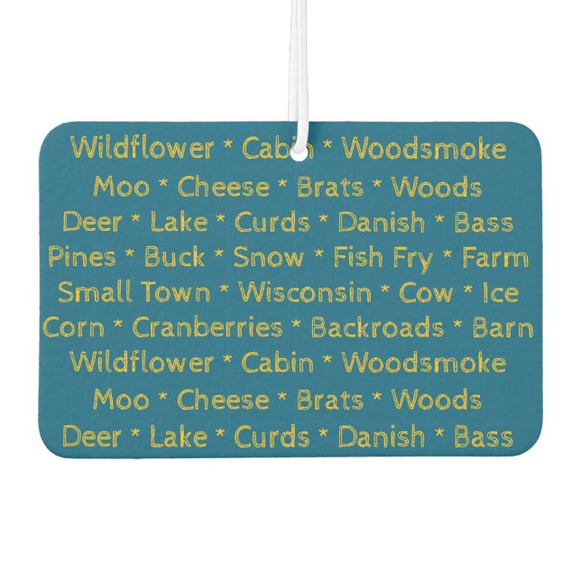 Wisconsin Words Car Air Freshener  (Front)