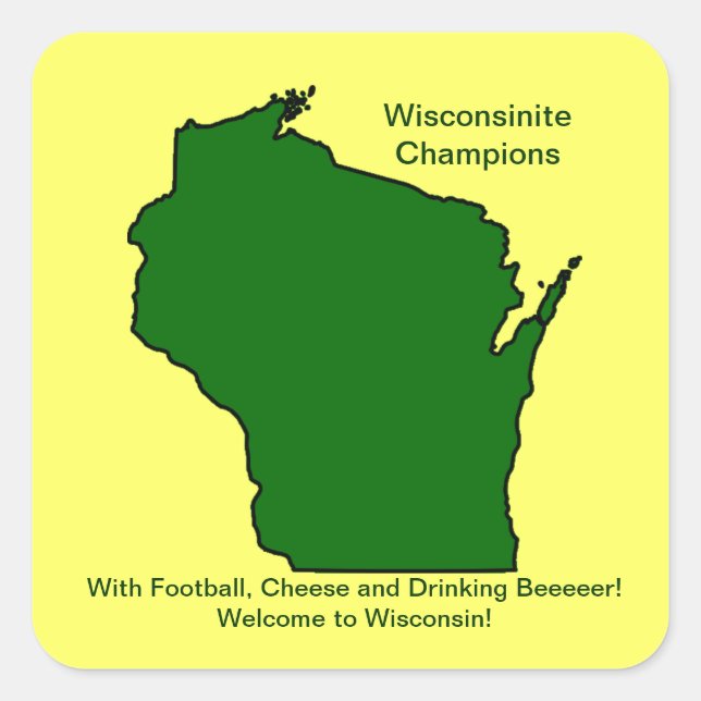 Wisconsinite Champions Football, Cheese and Beer Square Sticker (Front)