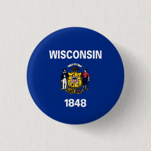 Wisconsinite Flag, Flag of Wisconsin 3 Cm Round Badge