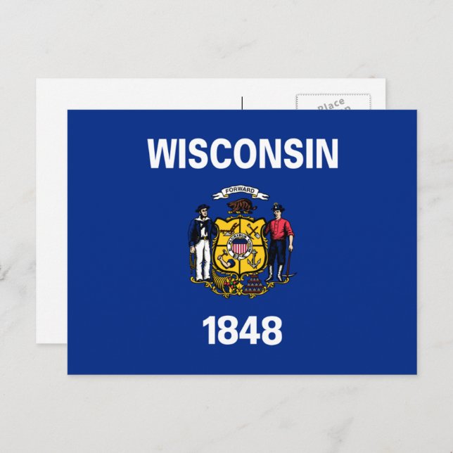 Wisconsinite Flag, Flag of Wisconsin Postcard (Front/Back)