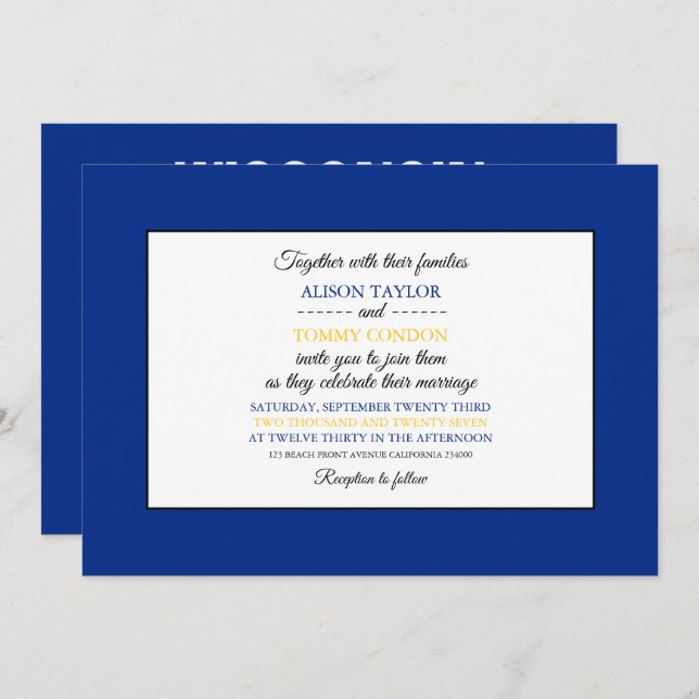 Wisconsinite Flag, Flag of Wisconsin Wedding Invitation (Front/Back)