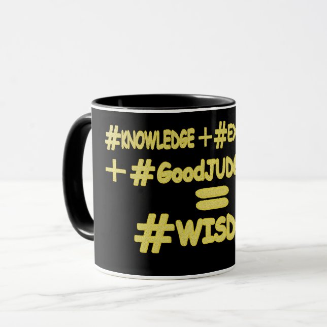 "WISDOM EQUATION" Cute Expression Design. Buy Now Mug (Front Left)