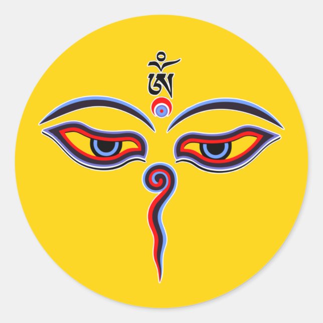 Wisdom Eyes Of Buddha - Bodhnath temple eyes Classic Round Sticker (Front)