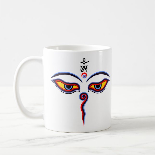 Wisdom Eyes Of Buddha - Bodhnath temple eyes Coffee Mug (Left)