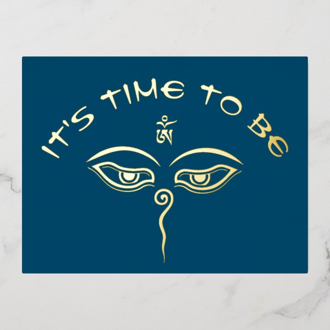 Wisdom Eyes Of Buddha - Bodhnath temple eyes Foil Holiday Postcard (Front)