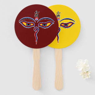 Wisdom Eyes Of Buddha - Bodhnath temple eyes Hand Fan