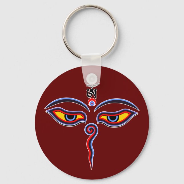 Wisdom Eyes Of Buddha - Bodhnath temple eyes Key Ring (Front)