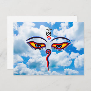 Wisdom Eyes Of Buddha - Bodhnath temple eyes Postcard