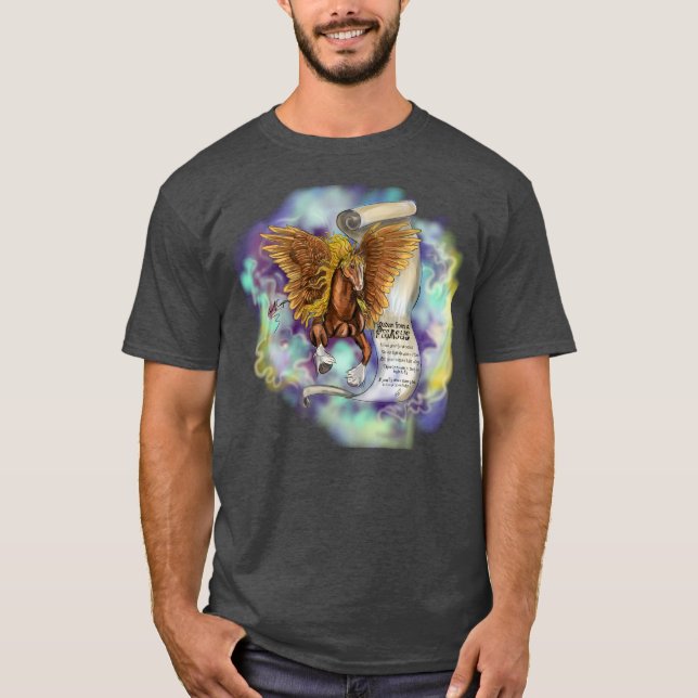 Wisdom from a pegasus, Dark tee (Front)