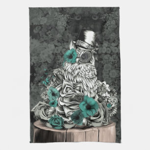 Wisdom in nature floral owl tea towel