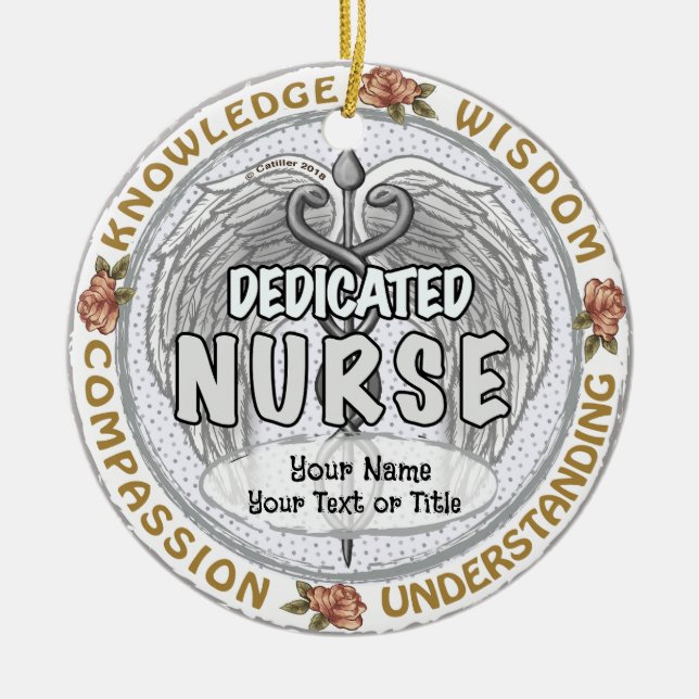 Wisdom nurse  ceramic tree decoration (Front)