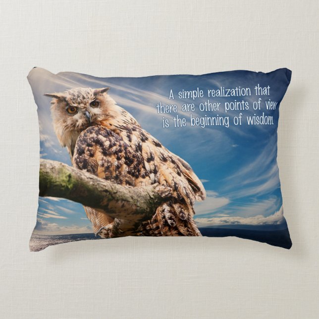 Wisdom Quote Owl throw pillow (Front)