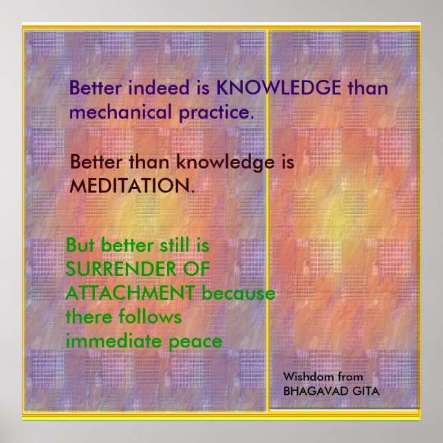 WISDOM Quotes from Bhagavad Gita Poster (Front)