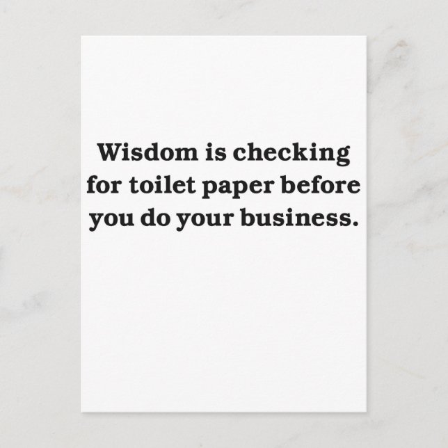 Wisdom (toilet paper check) postcard (Front)