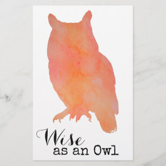 Wise as an Owl Woodland Watercolor Stationery