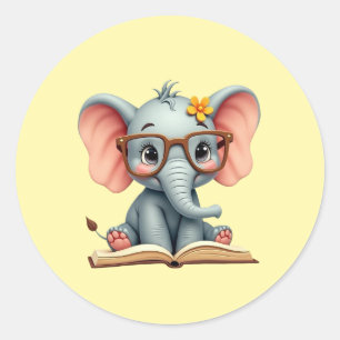 Wise Baby Elephant Classic Round Sticker