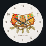 Wise & Cozy – Three Orange Owls Art Large Clock<br><div class="desc">A charming “Wise & Cozy” wall clock featuring three orange owls sitting together on a soft light beige background. This warm and inviting art design blends playful character with calm, neutral tones, making it perfect for living rooms, nurseries, bedrooms, or cozy reading corners. A lovely gift for owl lovers and...</div>