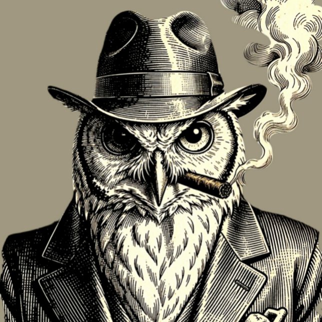 WISE GUY PICKLEBALL PADDLE (WISE GUY
An anthropomorphic owl reimagined as a 1930's mob boss. Available as a Pickleball paddle.)