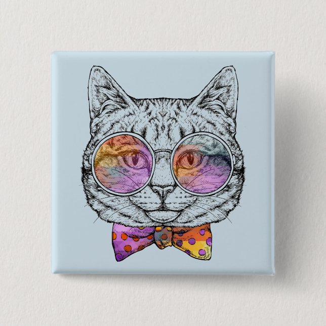 Wise Kitty Kat 15 Cm Square Badge (Front)