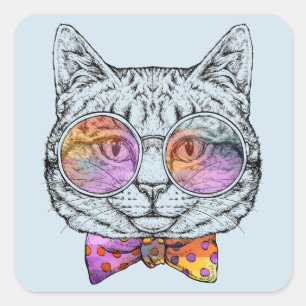 Wise Kitty Kat Square Sticker