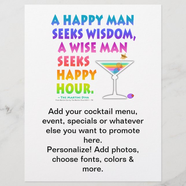 Wise Man Seeks Happy Hour Beer Flyer (Front)