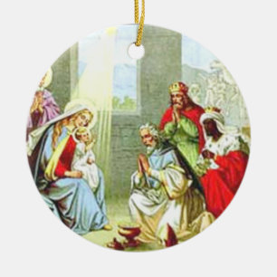 Wise Men At The Nativity Ceramic Tree Decoration