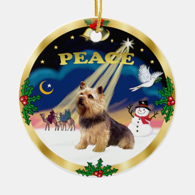 Wise Men - Norwich Terrier Ceramic Tree Decoration (Front)