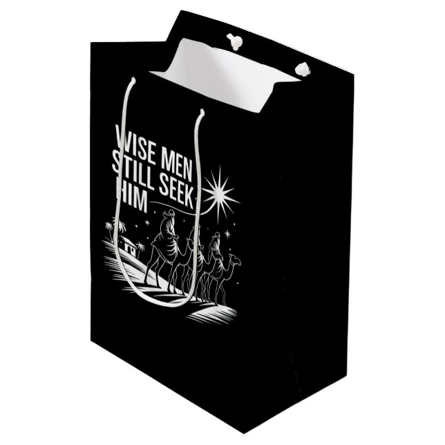 Wise Men Still Seek Him Christian Christmas Jesus Medium Gift Bag (Front Angled)