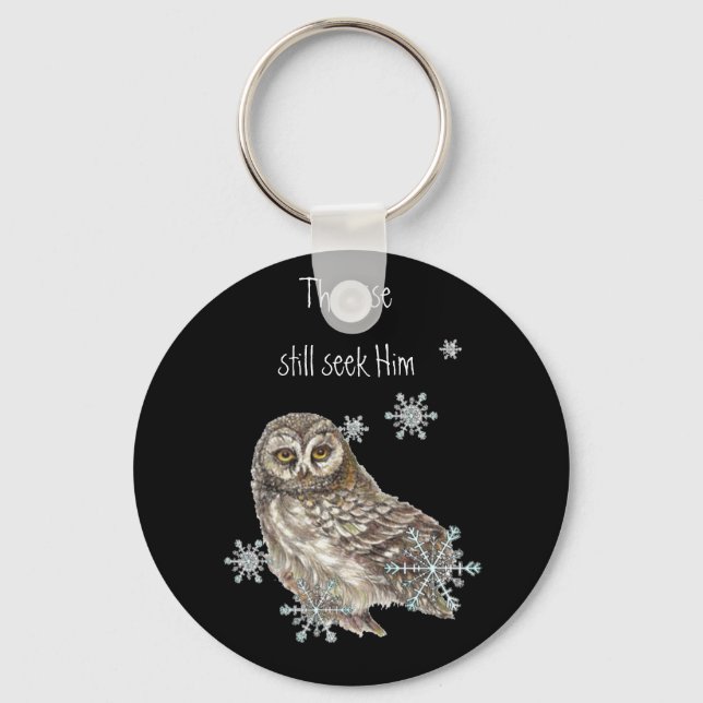Wise Men Still Seek Him Quote Owl Bird Key Ring (Front)