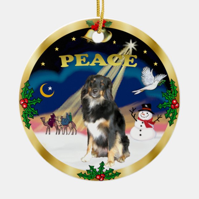 Wise Men - Tri Colour Australian Shepherd Ceramic Tree Decoration (Front)