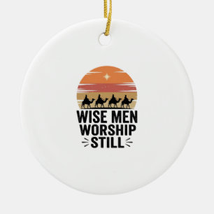Wise Men Worship Still Vintage Christmas Shirt Ceramic Tree Decoration