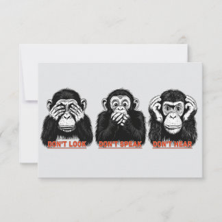wise monkeys thank you card
