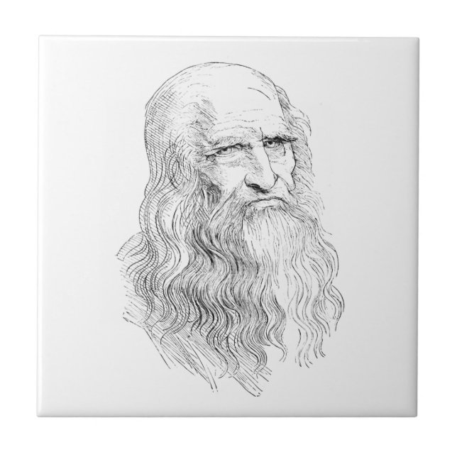 Wise Old Man Line Drawing Tile (Front)