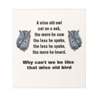 WISE OLD OWL Notepad