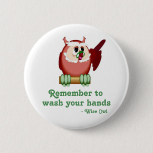 Wise Owl 6 Cm Round Badge