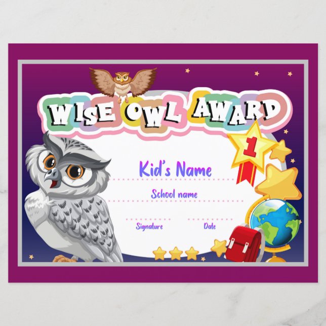Wise Owl Award  (Front)