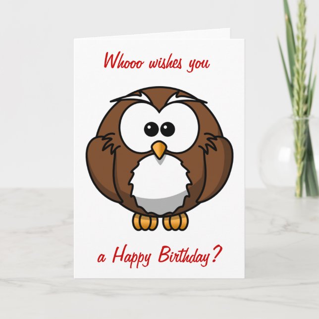 Wise Owl Birthday Card (Front)