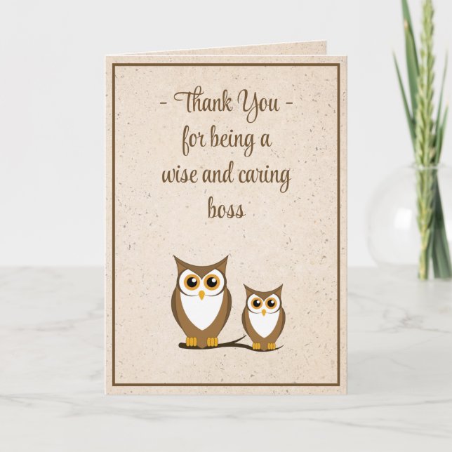 Wise Owl Boss's Day Card (Front)