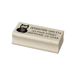 Wise Owl Cartoon Bird Personalised Address Rubber Stamp